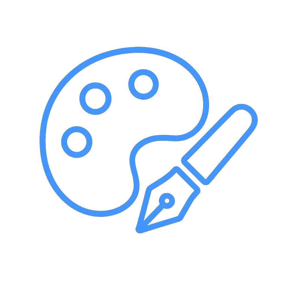 Design mit KI – Farbpalette und Stift-Icon